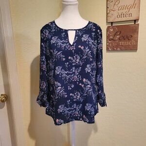 41 Hawthorn Blue long sleeve floral blouse Size Small NWOT